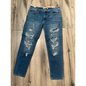 KanCan Distressed Cut W9 28 Medium Wash Denim Jeans For Women